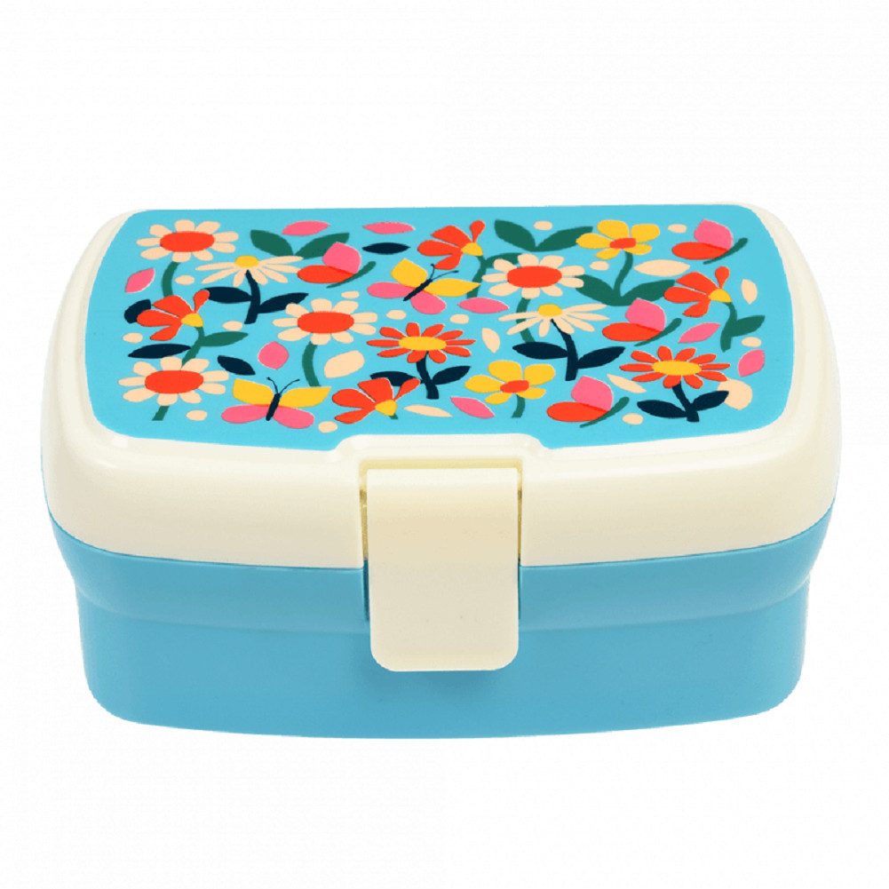 Rex London Lunchbox mit herausnehmbaren Fach Butterfly Garden, Kunststoff, BPA-frei, (mit Clipverschluss, 2-tlg., ca. 17 x 13 x 7,5 cm), Schmetterling-Motiv Snack Obst Behälter Dose Box
