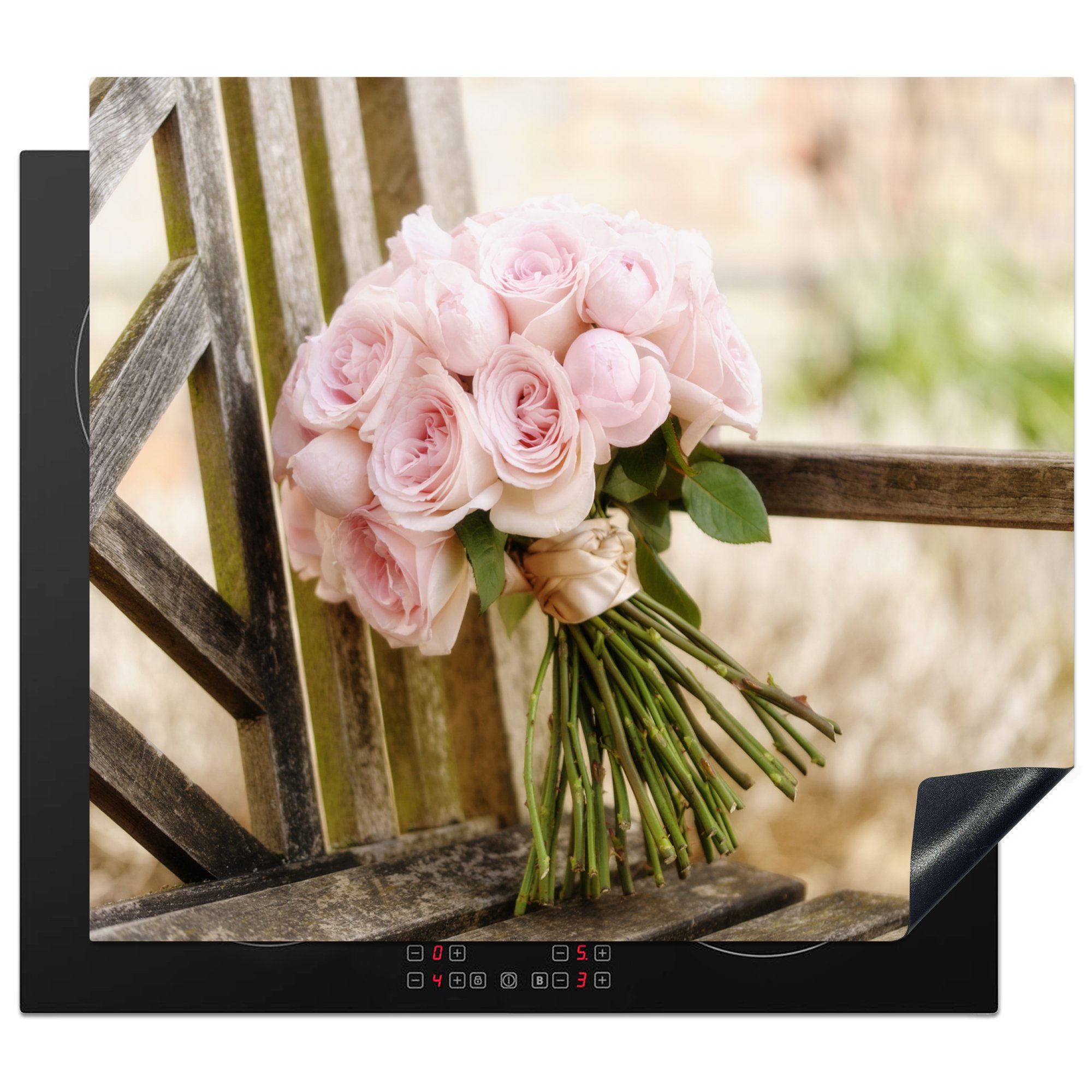 rosa Pfingstrosenblüten, cm, MuchoWow küche, Induktionsmatte 59x52 (1 Ceranfeldabdeckung die Strauß für Herdblende-/Abdeckplatte mit Vinyl, tlg),