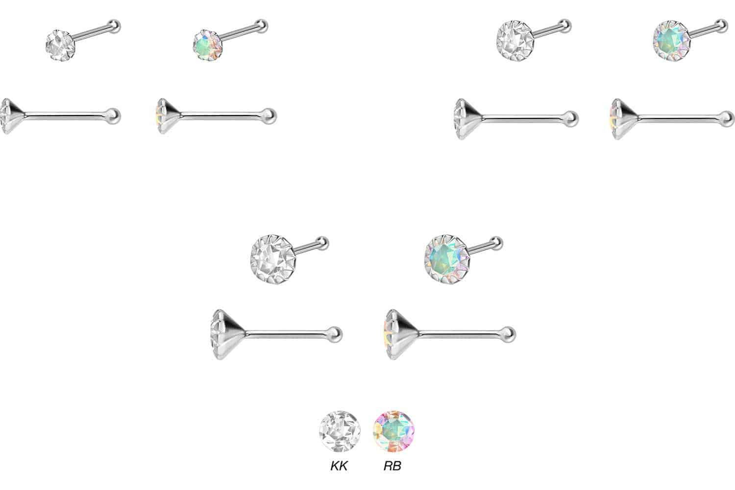 PIERCINGLINE Nasenpiercing 925er Silber Nasenstecker Pin EINGEFASSTER KRIST günstig online kaufen