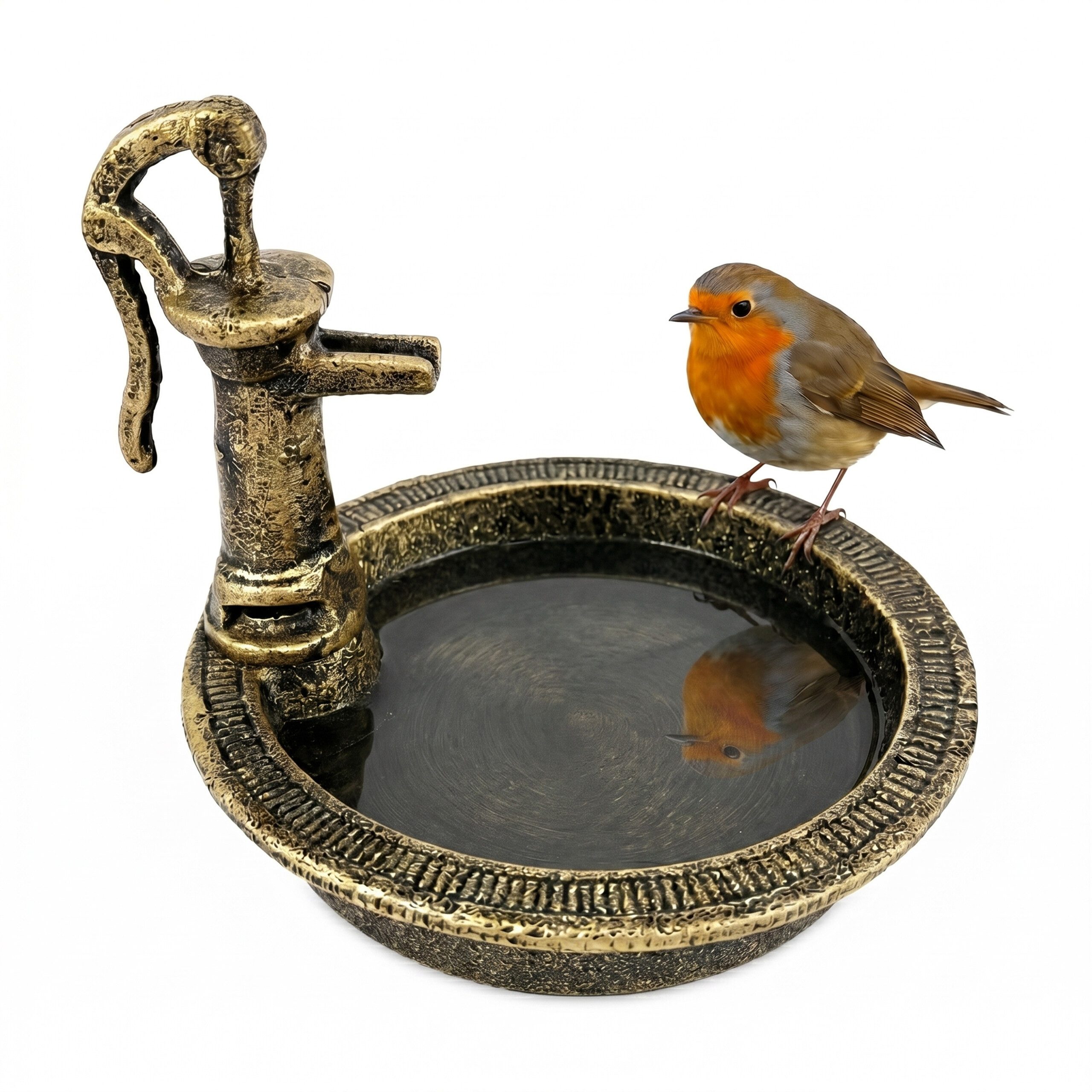 relaxdays Vogeltränke aus Gusseise, Schwarz-Bronze