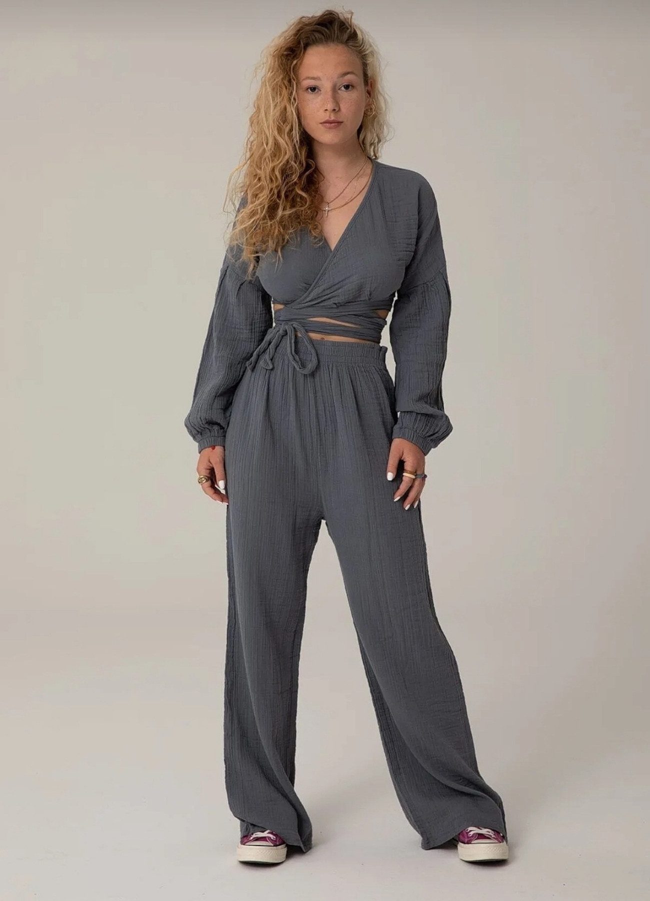 fashionshowcase Palazzohose Damen Sommerhose aus Musselin günstig online kaufen