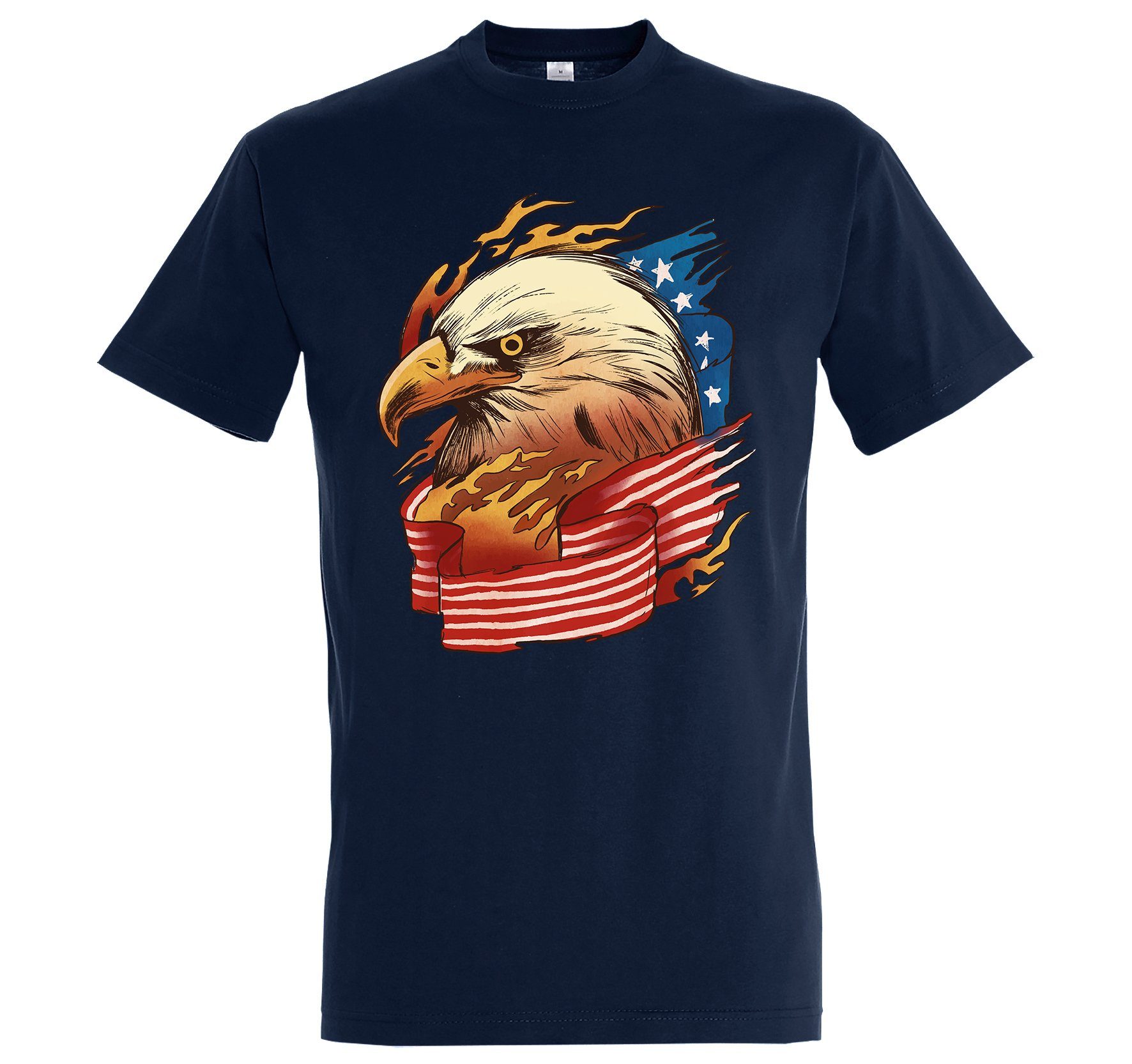 Adler Flagge Youth American Designz USA Eagle Frontprint trendigem mit T-Shirt Navyblau Shirt Herren