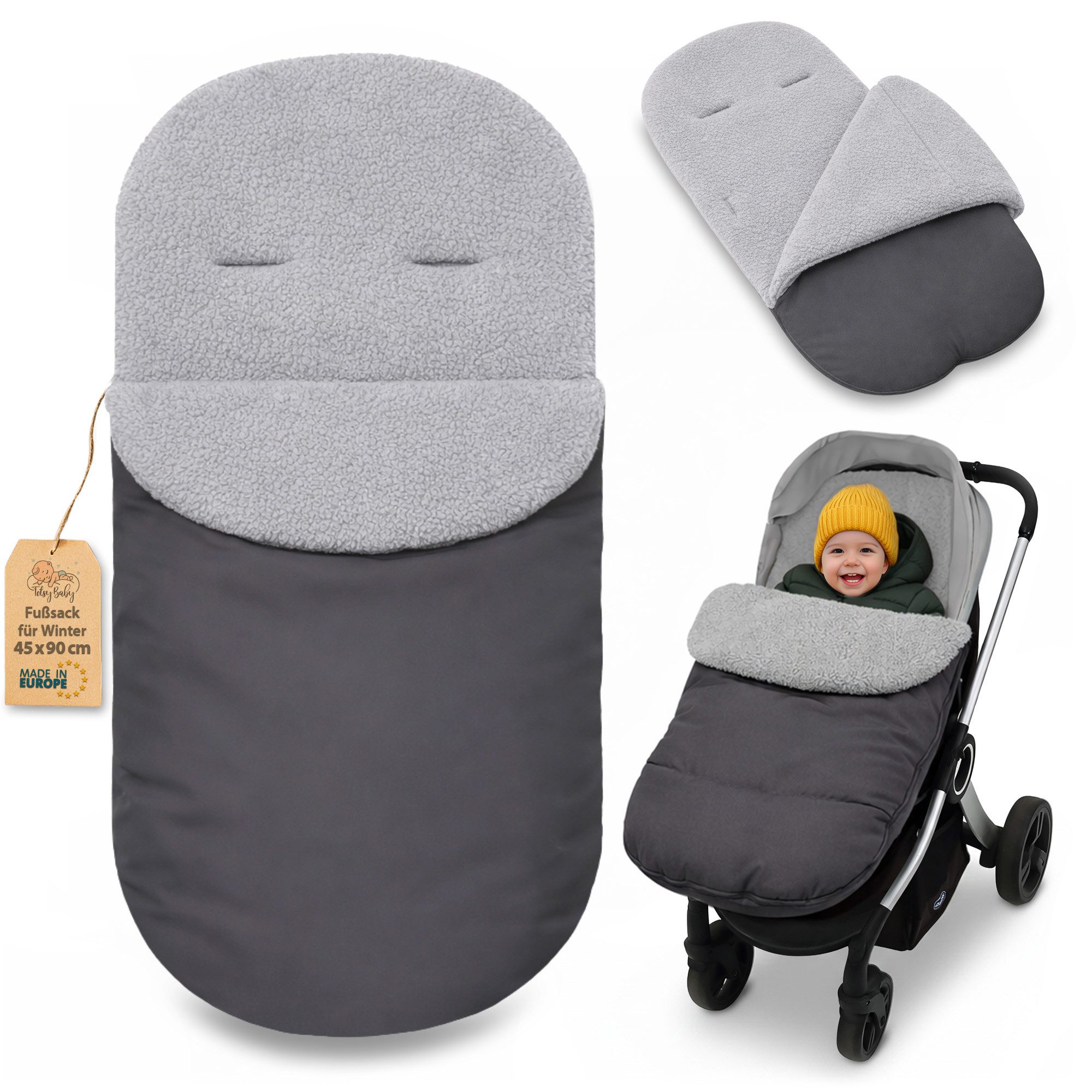 Babyschlafsack Fußsack Kinderwagen und Buggy für Winter 90x45 cm - Winterfußsack
