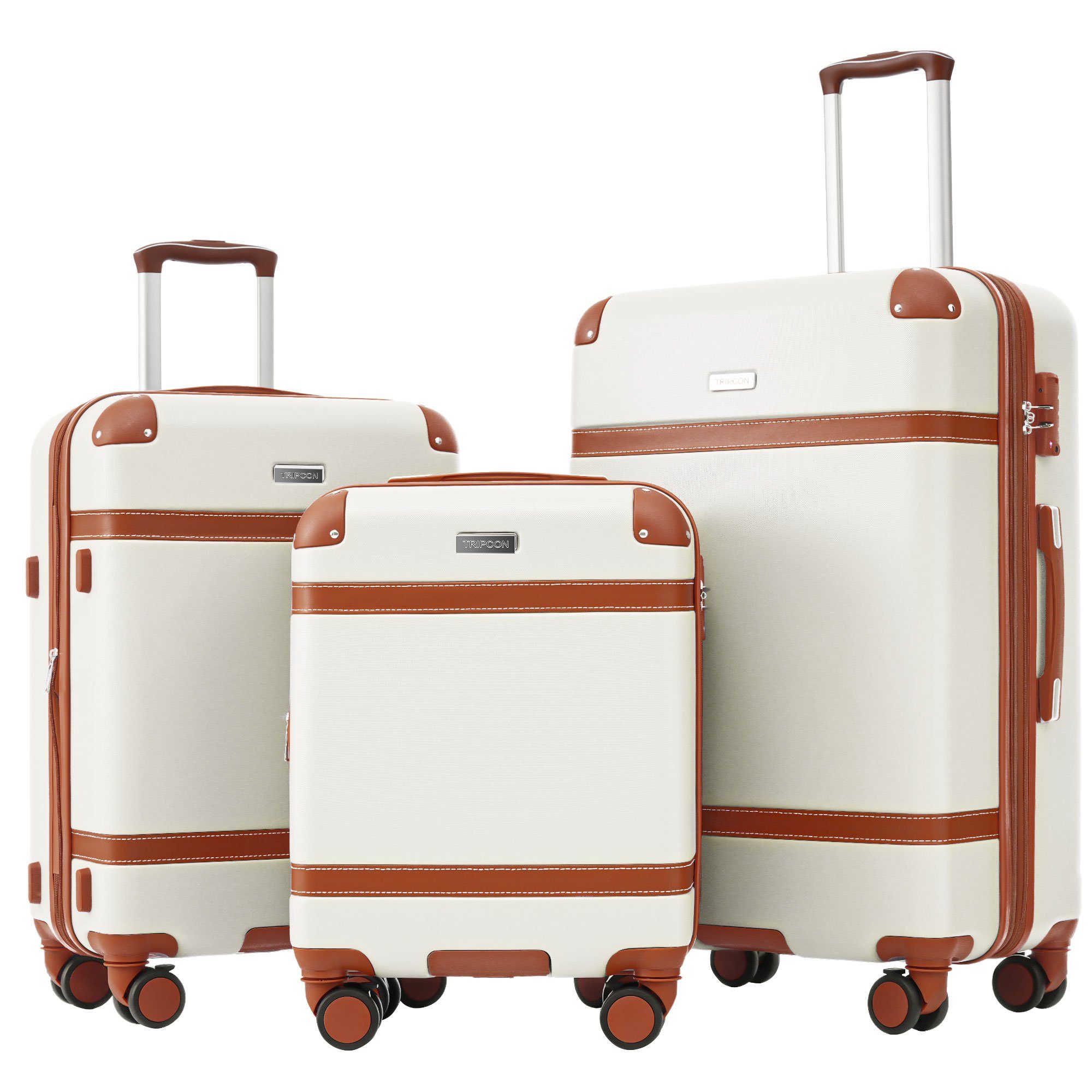 Flieks Trolleyset, 4 Rollen, (Set, 3 tlg), Kofferset Hartschalen-Trolley Handgepäck Reisekoffer Set, erweiterbar