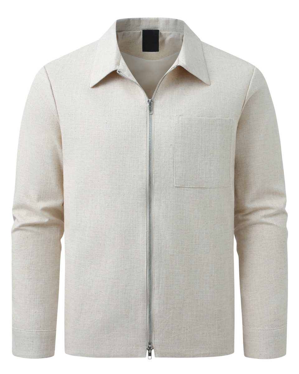 Allthemen Hemdjacke mit Reverskragen Herren Hemdjacke aus Leinen perfekt Pa günstig online kaufen