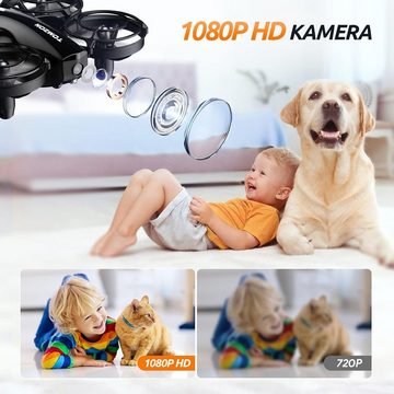 Tomzon Kinderdrohne mit Kamera, Anfängerdrohne unter 100g für Indoor Drohne (1080P HD, mit 3AkkusLangeFlugzeitPropellerschutzRotation Geschenk Jungen Mädchen)