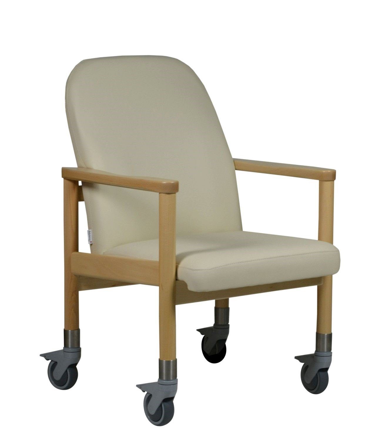 Devita Stuhl Pflegestuhl Trippelstuhl Seniorenstuhl LÜBECK große Rollen bis 120 kg (kein Set) Kunstleder Bisquit