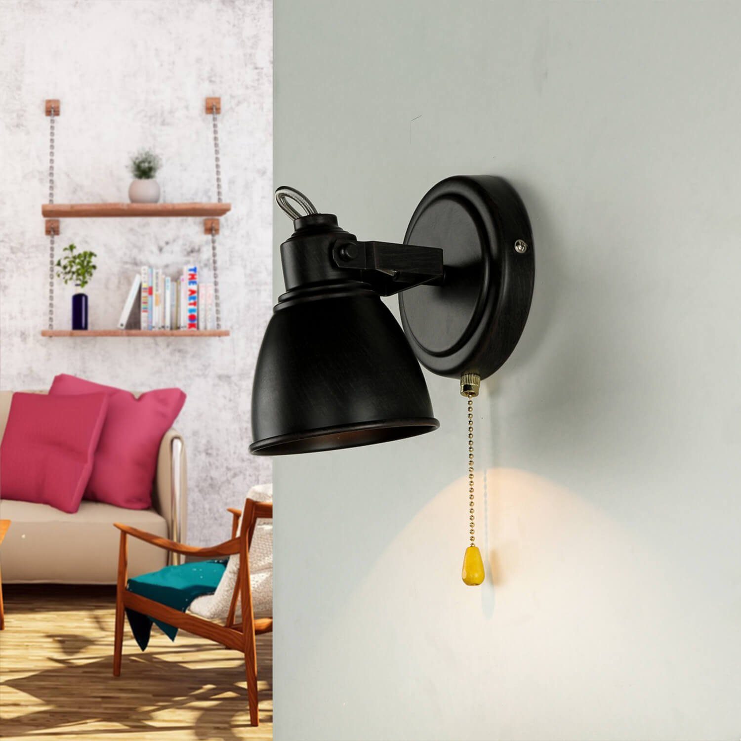 Licht-Erlebnisse Wandstrahler »NABOR«, Wandlampe mit Schalter verstellbar  Schwarz Metall Loft E14 Spot Wohnzimmer Küche online kaufen | OTTO