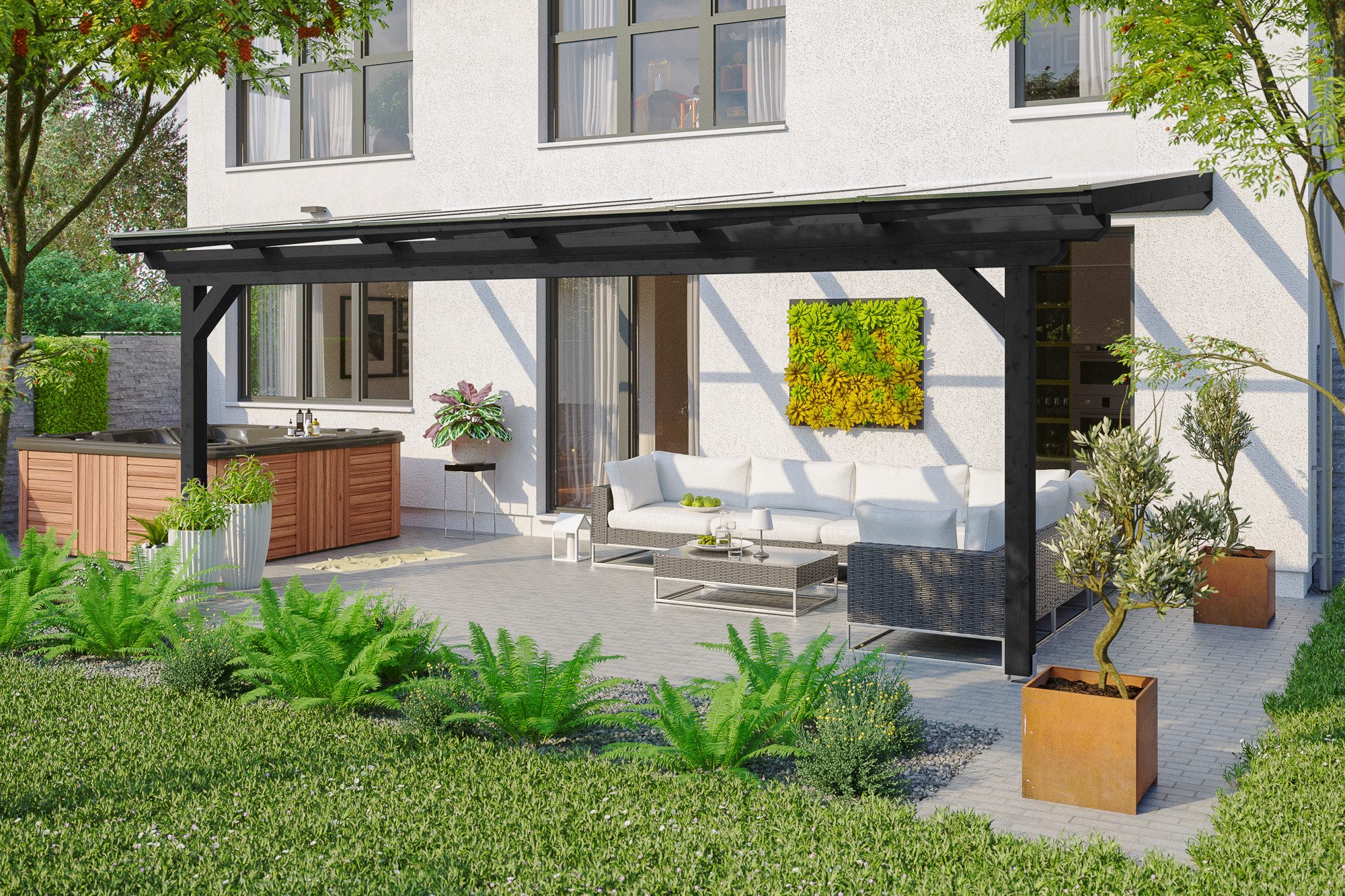 Skanholz Terrassendach Ancona, BxT: 648x250 cm, Bedachung Doppelstegplatten