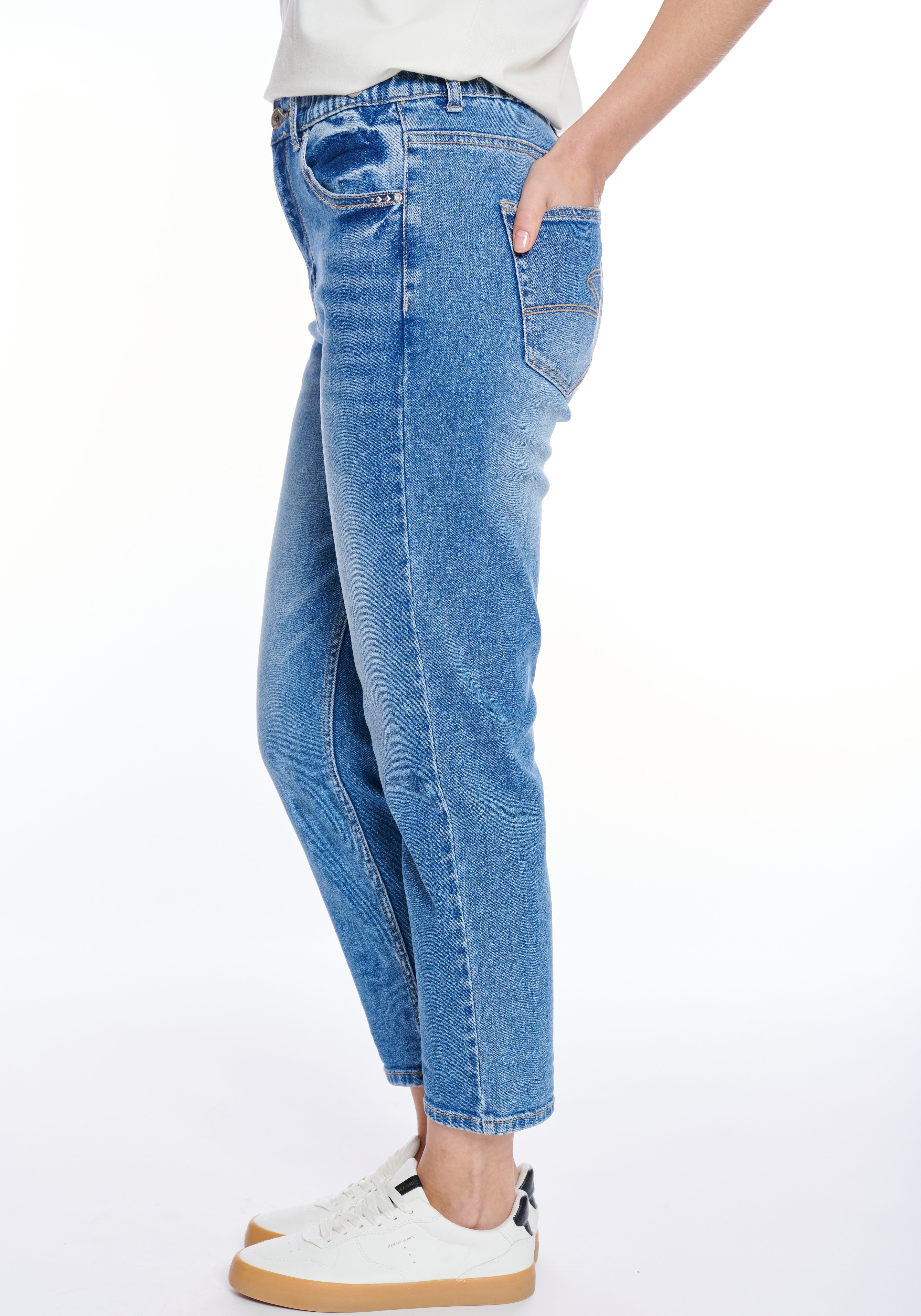 ZABAIONE High-waist-Jeans Ma44rbella mit seitlichem Gummizug am Bund