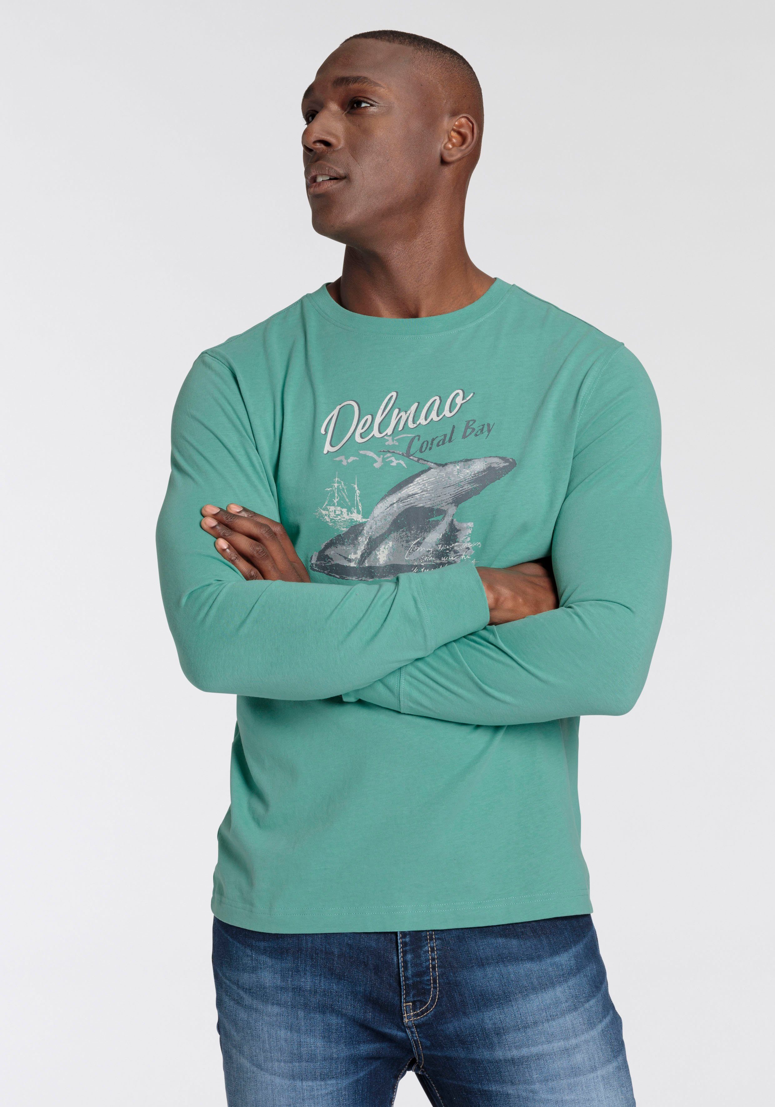 DELMAO Langarmshirt schmale Passform, mit lässigem günstig online kaufen