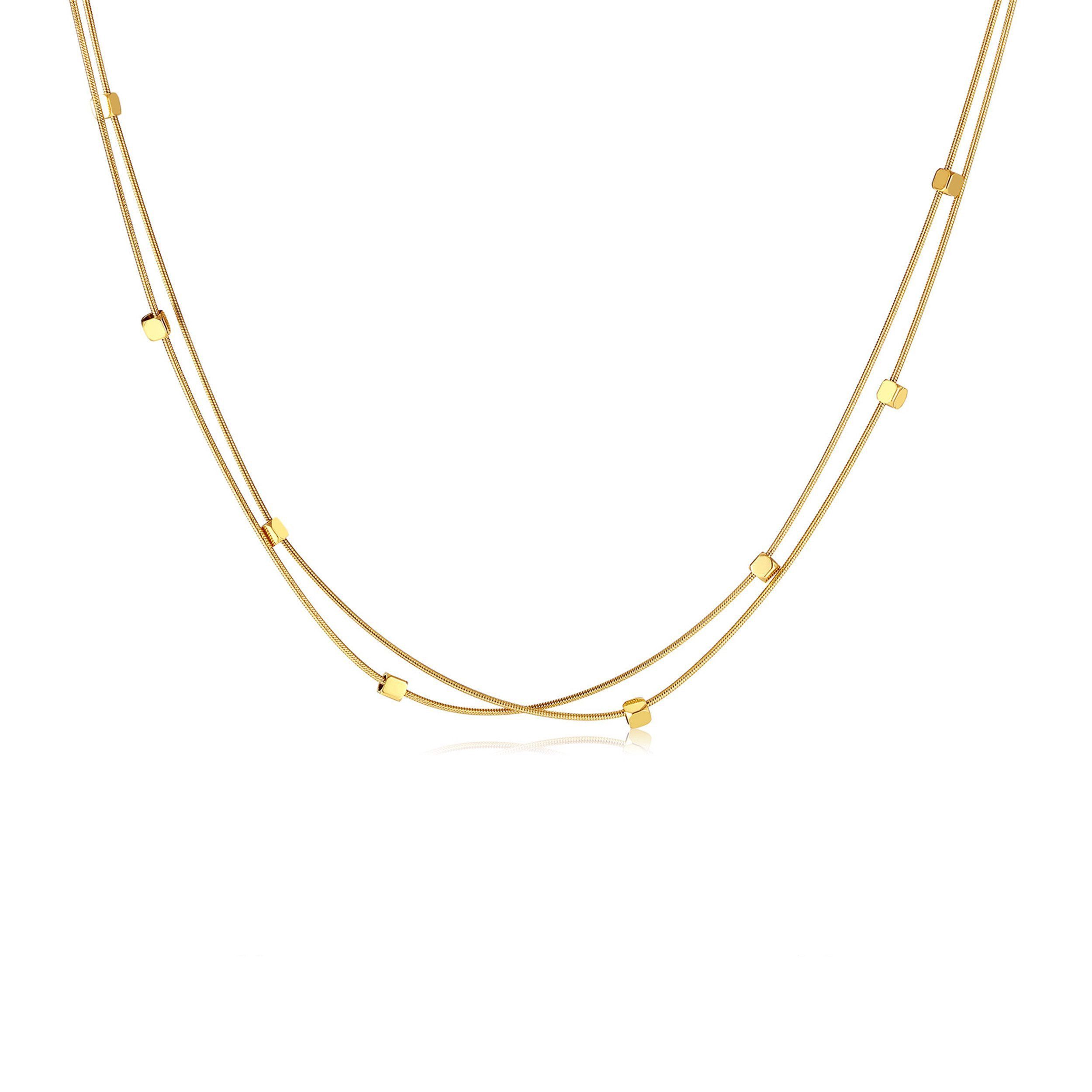 M-Diamant Edelstahlkette Edelstahl-Halskette – Doppellagige Damenkette, Dop günstig online kaufen