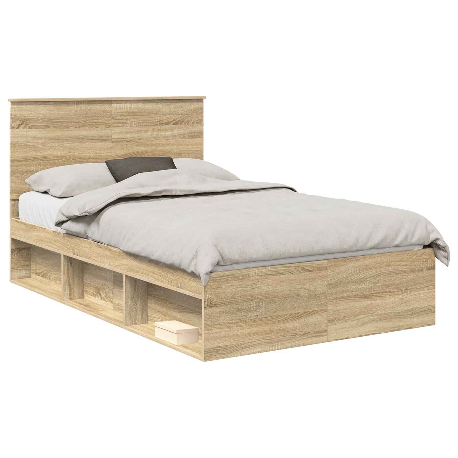 vidaXL Bett Bettrahmen Sonoma 120 x 200 cm Massives Kiefernholz (1-tlg)