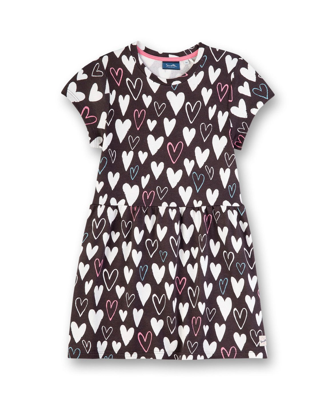 Sanetta Jerseykleid Mädchen Kleid Viskose mit Herz Muster kurzarm