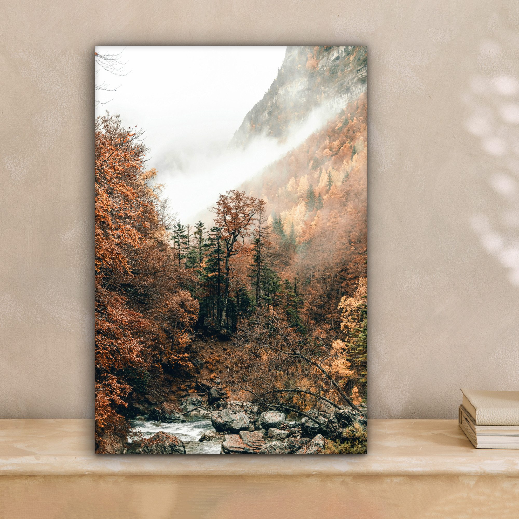 OneMillionCanvasses® Leinwandbild Natur - Wald - Nebel - Herbst, Fotodruck günstig online kaufen
