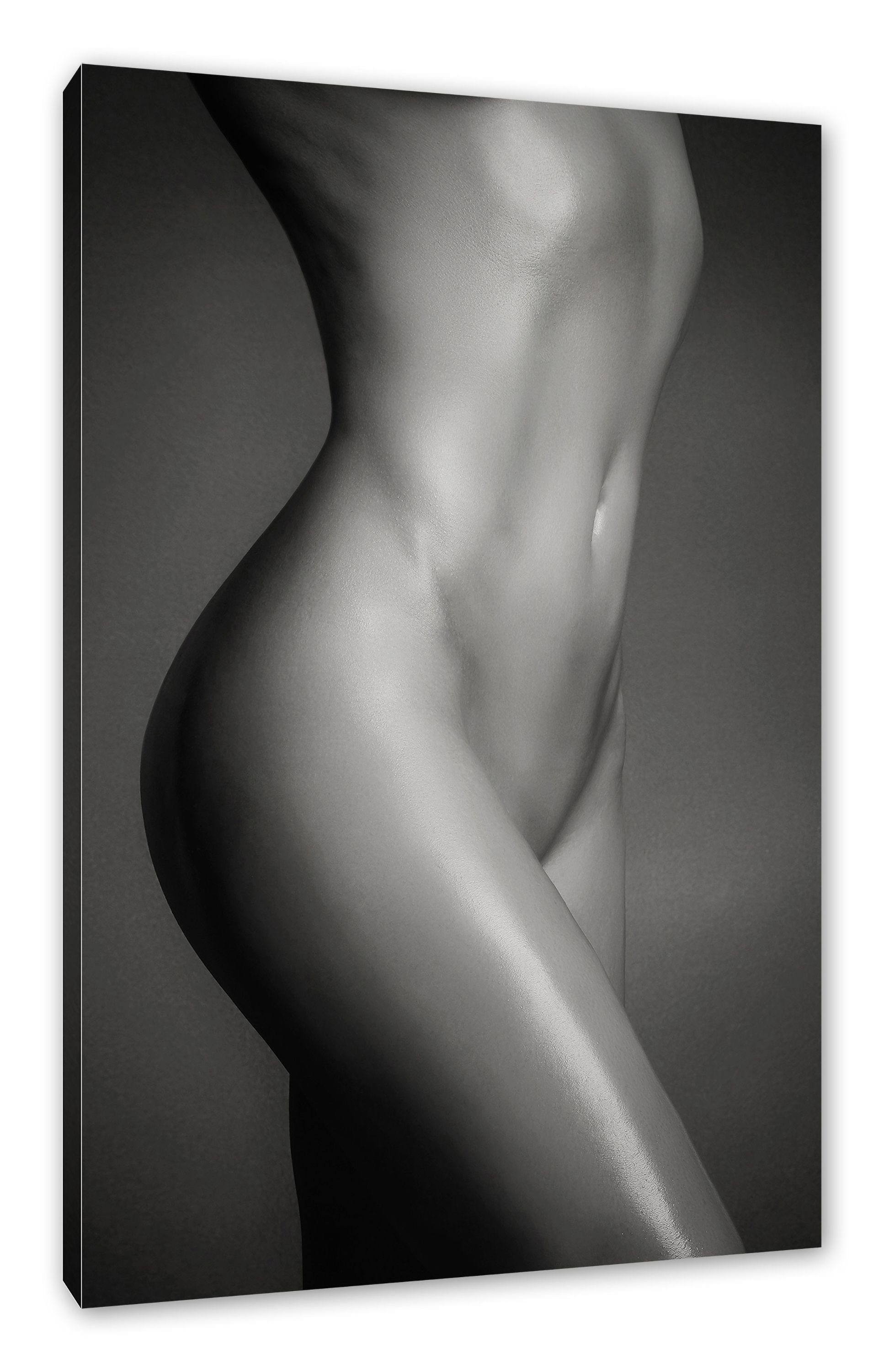 bespannt, nackter Frauenkörper fertig schlanker Leinwandbild schlanker Zackenaufhänger Frauenkörper, (1 St), Leinwandbild nackter inkl. Pixxprint