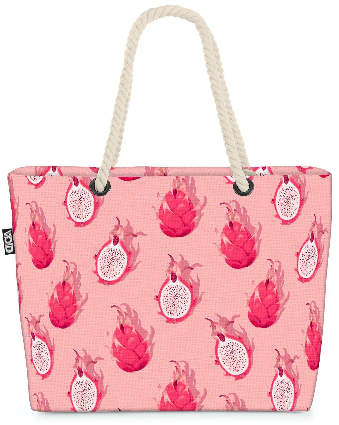 VOID Strandtasche (1-tlg), Drachenfrucht Obst Muster Beach Bag Obst Drachen Frucht exotisch tropisch Essen