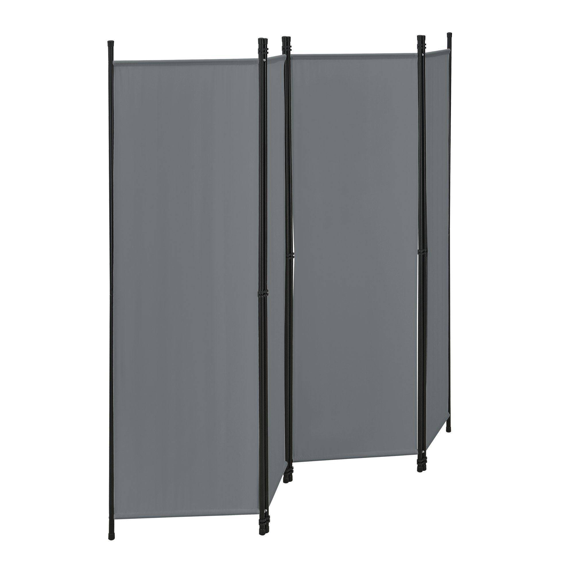 en.casa Paravent, »Huesca« Spanische Wand 4-teilig Sichtschutz 200x171cm Dunkelgrau
