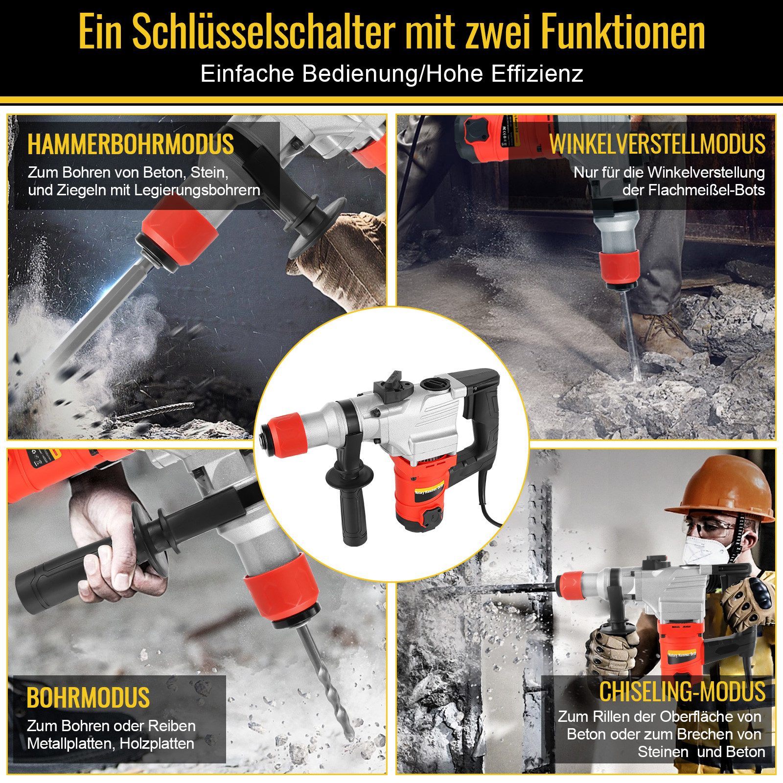 CONENTOOL Bohrhammer 1400W SDS-Plus 4000 Bpm, 220-240 V, max. 1000,00 U/min günstig online kaufen