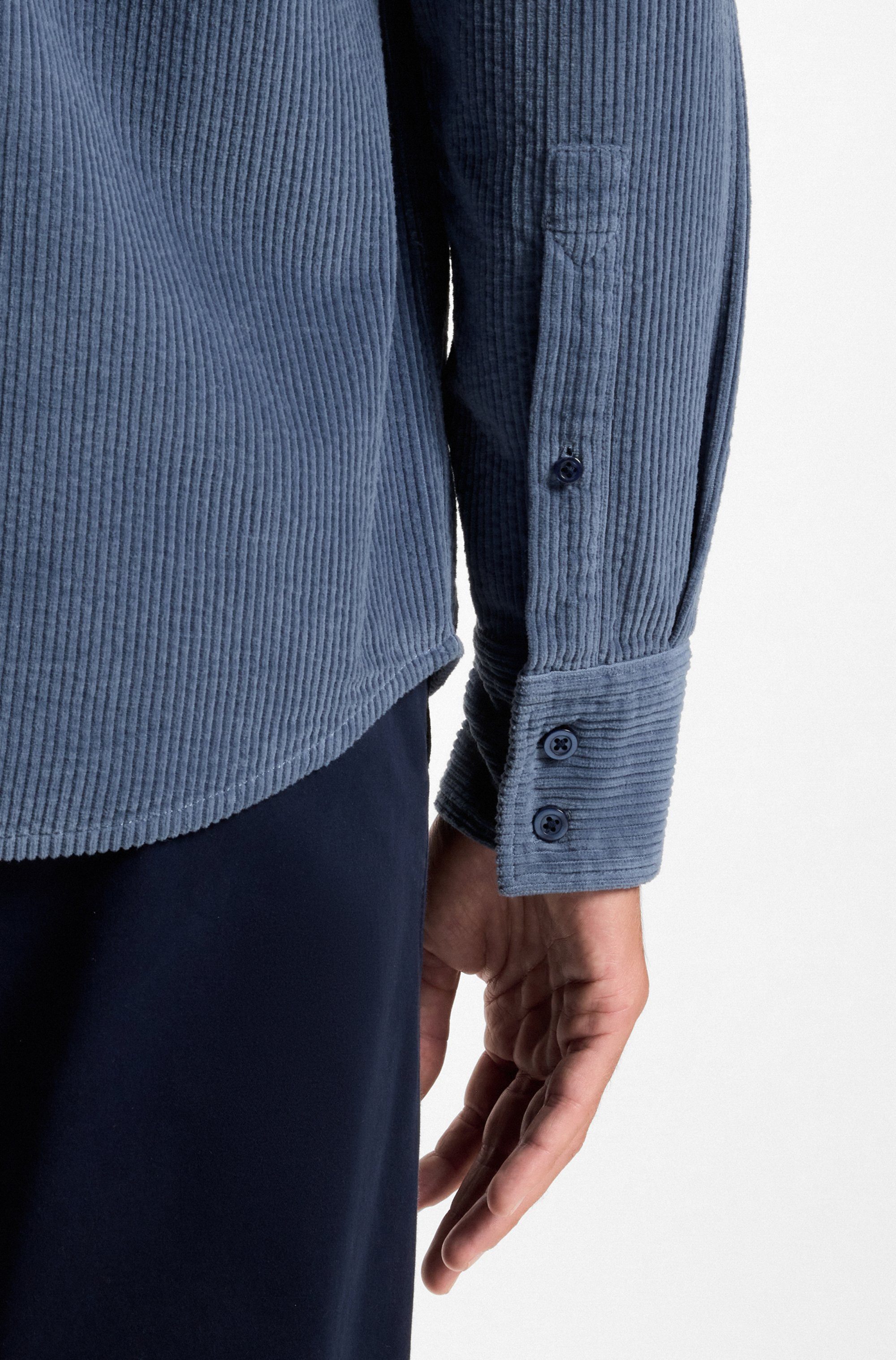 BOSS ORANGE Langarmhemd Relegant aus Cord, reuglar fit, Kentkragen