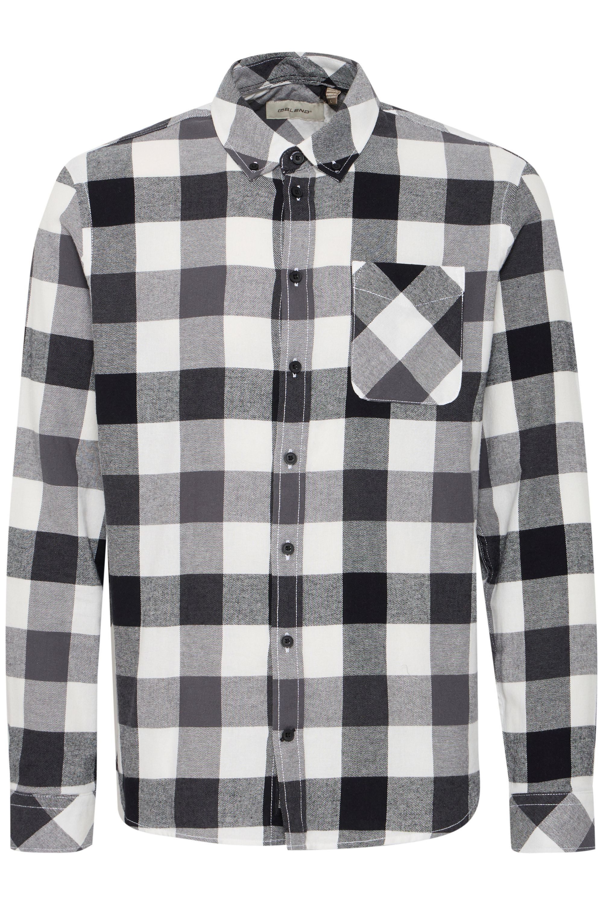 Blend Langarmhemd BHShirt Stilvolles kariertes Langarmhemd mit Brusttasche