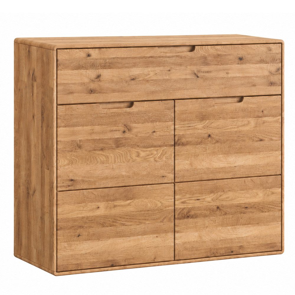 Lomadox Kommode WISLA-69, Massiv Wildeiche geölt, 100 cm, Griffeinfräsung, Softclose, montiert