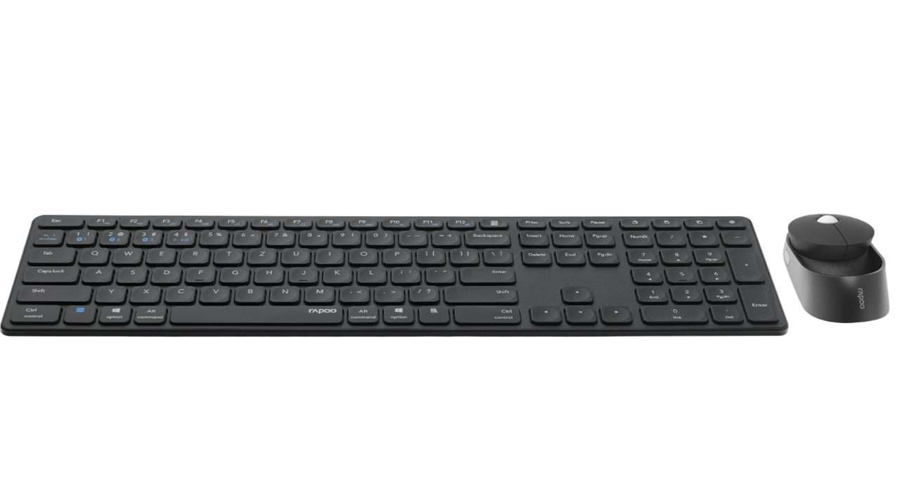 Rapoo 9850M Multi-Mode-Deskset - Tastatur & Maus - dunkelgrau Tastatur- und Maus-Set