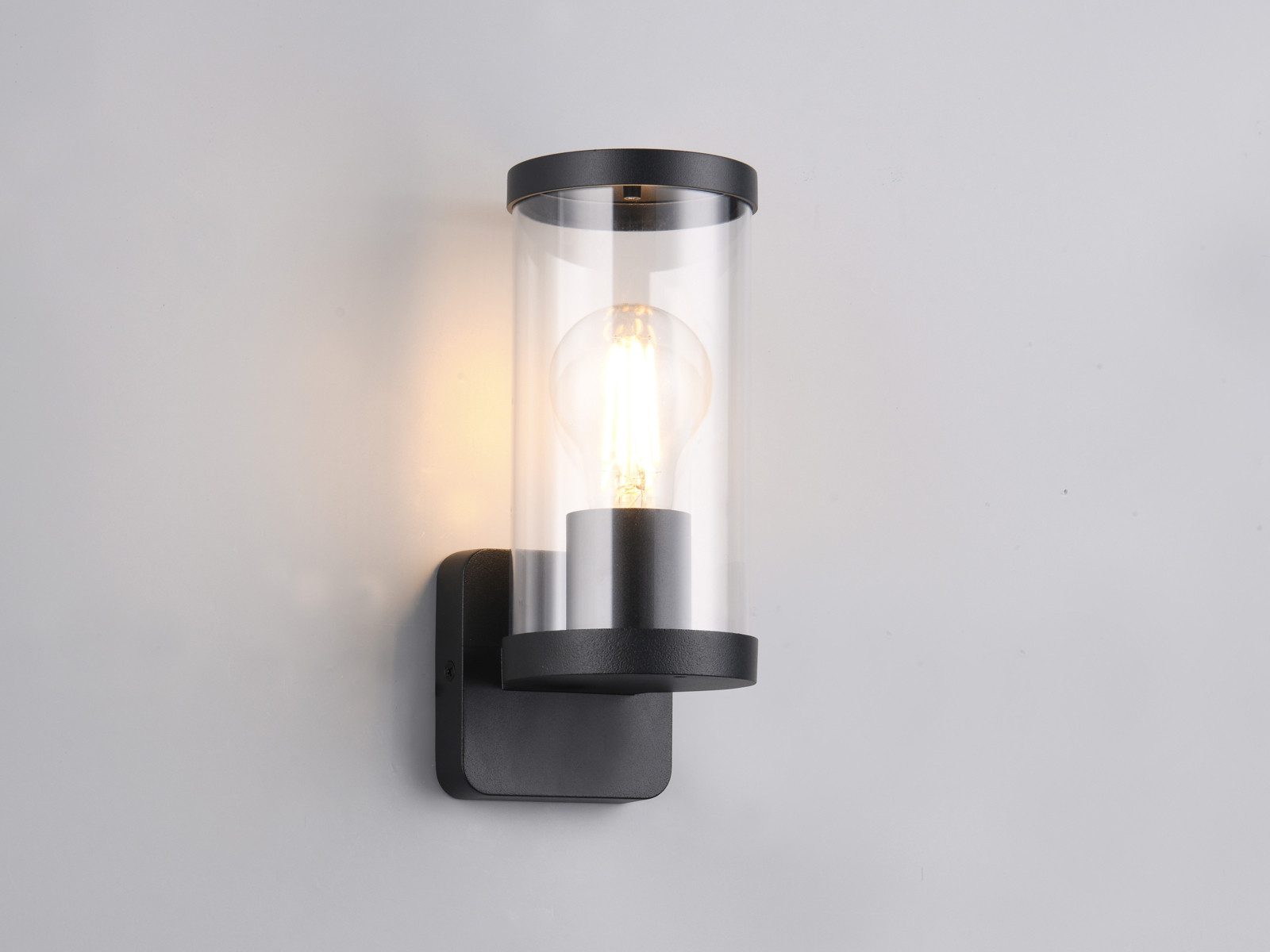 Reality Leuchten LED Außen-Wandleuchte, LED wechselbar, Warmweiß, Fassaden-beleuchtung Haus-wand, Terrassenleuchte Schwarz, Höhe 23cm
