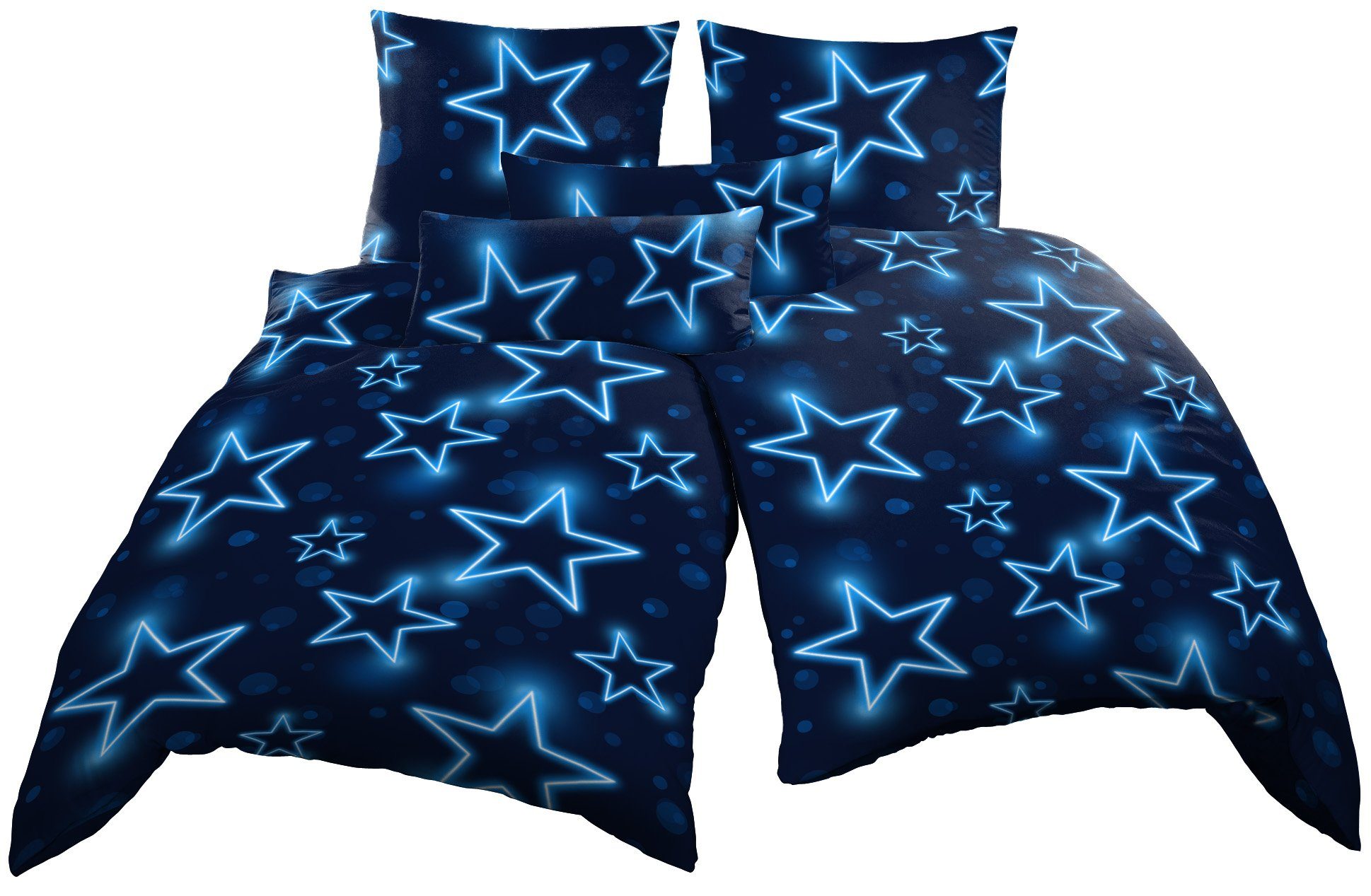 One Home Bettwäsche Sterne, Microfaser, 6 teilig, leuchtoptik inkl. Extra K günstig online kaufen