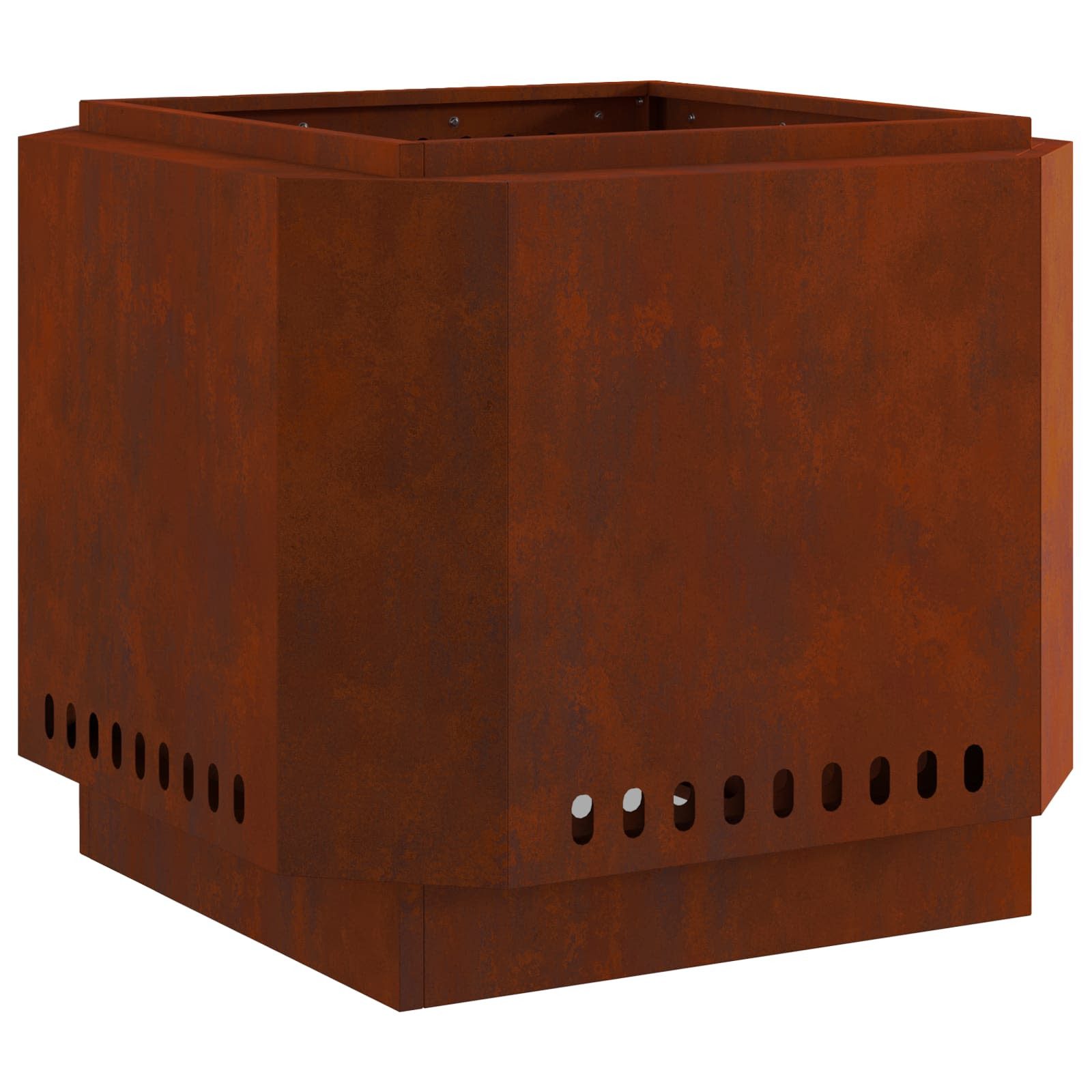 vidaXL Feuerstelle Rauchfreier Feuerkorb Braun 58 x 58 x 51 cm Wetterfeststahl, (1-St)