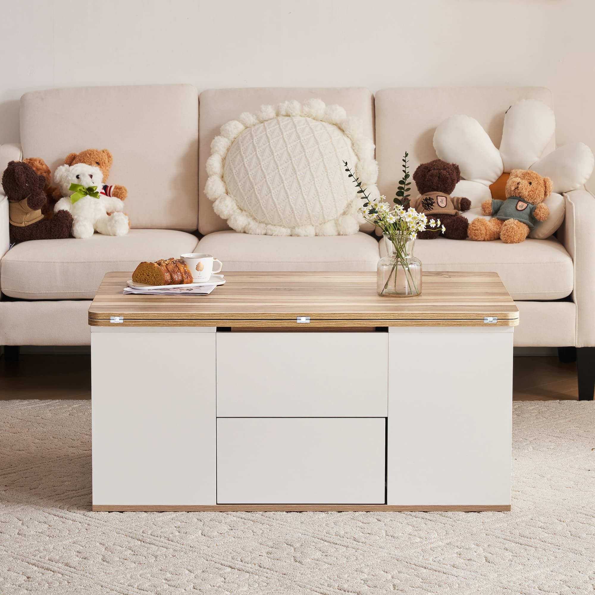 ANYSUN Couchtisch Freizeittisch Multifunktionst (Spar-Set, 1Tisch), Breite 100 cm, Tischplatte öffnet sich zu 2 Tischen