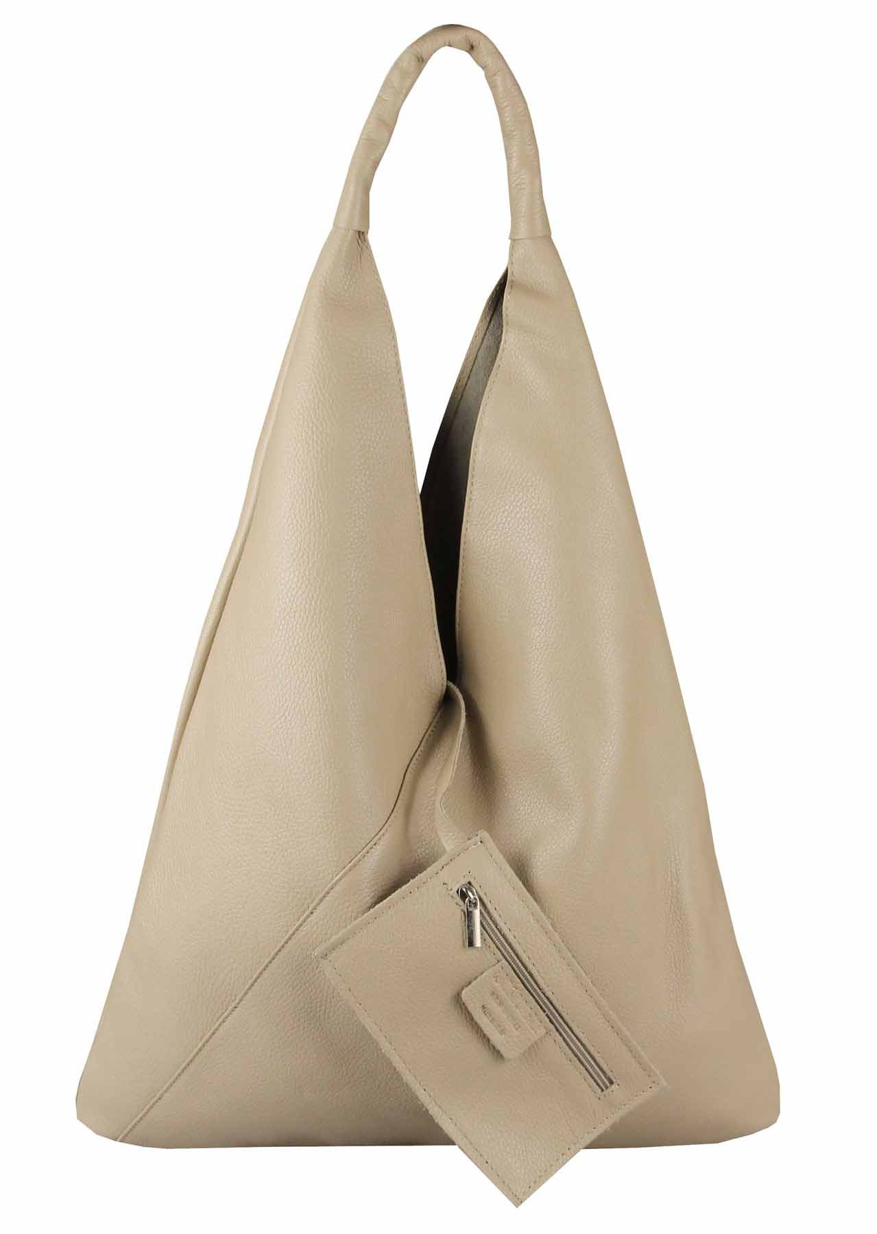 ITALYSHOP24 Schultertasche Made in Italy Damen XXL Leder Tasche Shopper Umhängetasche Hobo Bag, Workbag Body Bag Beuteltasche Freizeit Business Echtleder groß leicht