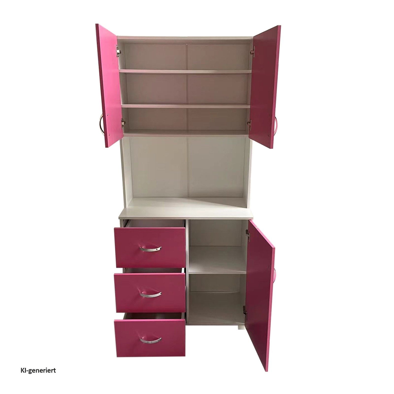 HTI-Living Kinderkleiderschrank Kinderzimmerschrank Pink Weiß (Stück, 1-St., 1 Schrank) Kleiderschrank Bücherregal 6 Regalfächer 3 Schubladen