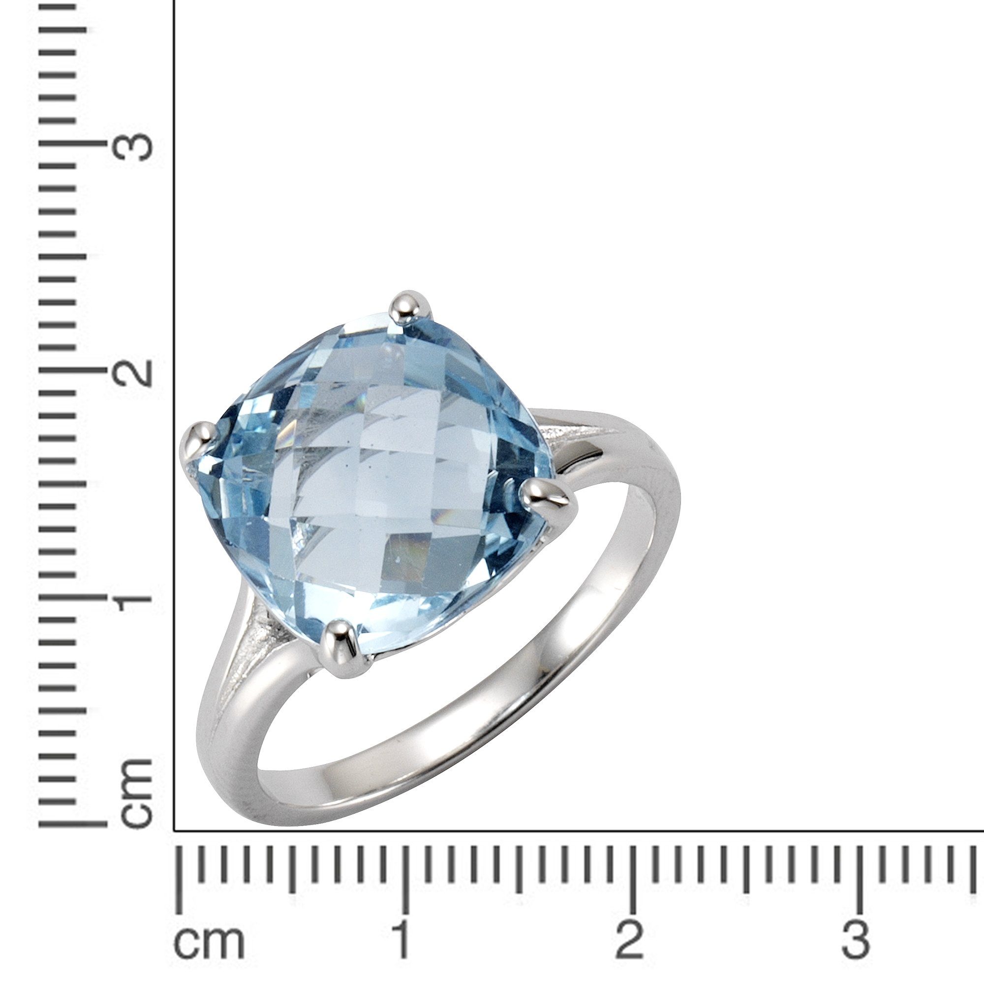 Zeeme Fingerring Silber 925 rhodiniert mit Blautopas (beh) 12mm günstig online kaufen