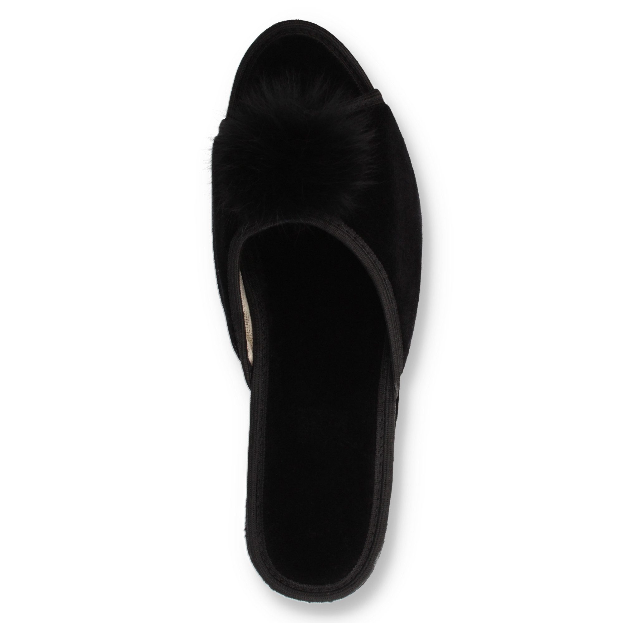 filsko Latina Elegante Samt Pantoffeln für Damen mit Puschel Hausschuh