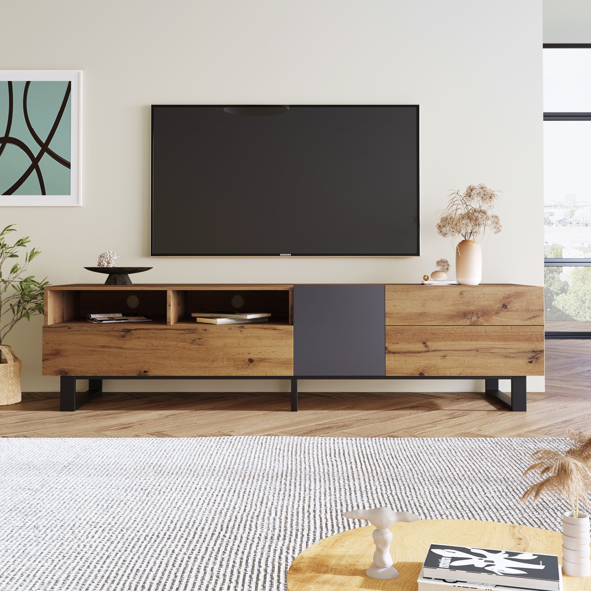 REDOM TV-Schrank TV Schrank Lowboard Fernsehschrank Entertainment Center St günstig online kaufen