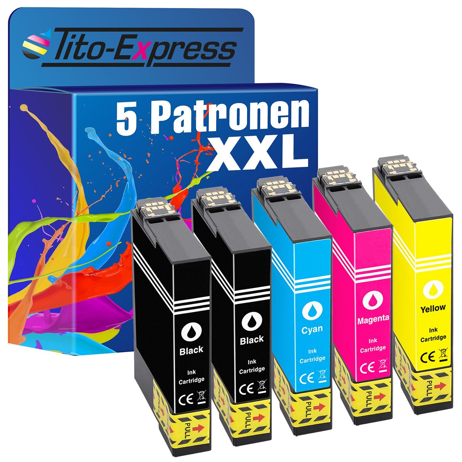 Tito-Express 5er Set ersetzt Epson T0611 T0612 T0613 T0614 Tintenpatrone (für Stylus D 68 PE D 88 PE Plus DX 3850 Plus DX 4200 DX 4250 DX 4850) | Tintenpatronen