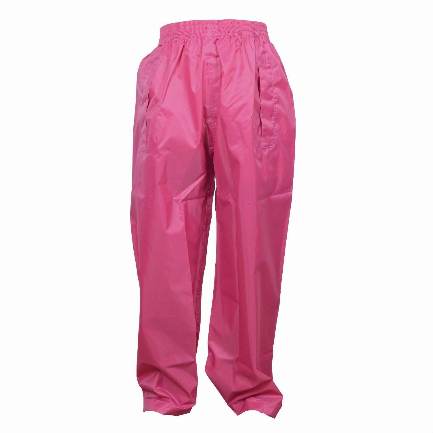 DRY KIDS Regenhose (1-tlg) Wasserdichte Überhose für Kinder mit  Druckknöpfen & verschweißten Nähten reflektierende Regenhose Größe 110 -  116 Pink