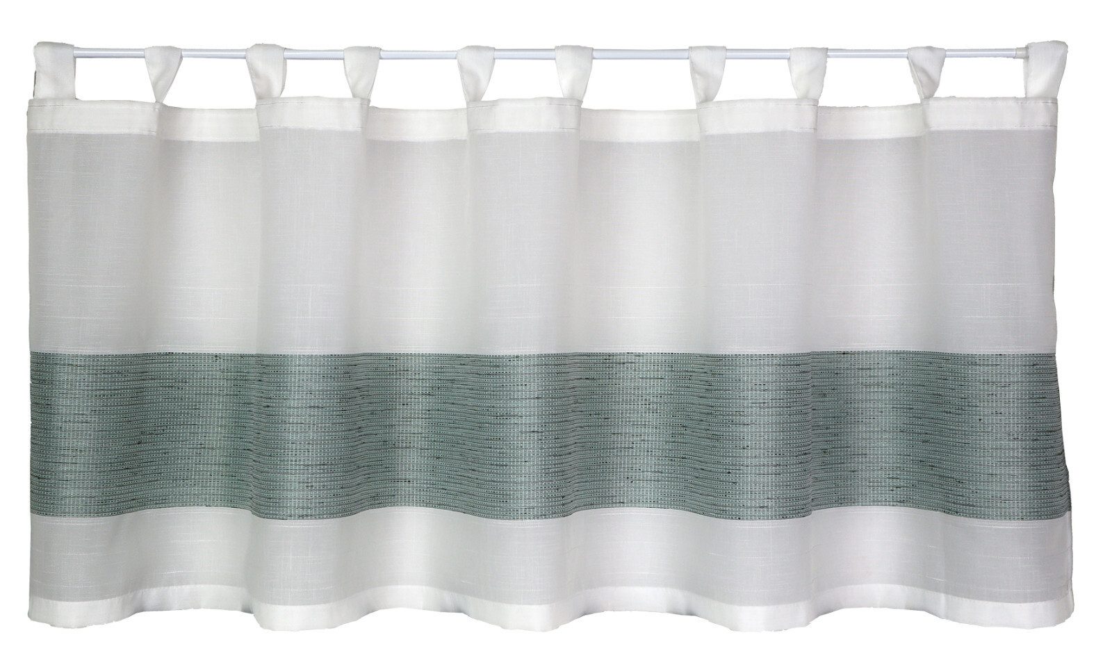 Clever-Kauf-24 Scheibengardine Schlaufenpanneaux Voile Gardine, Weiß-Türkis günstig online kaufen