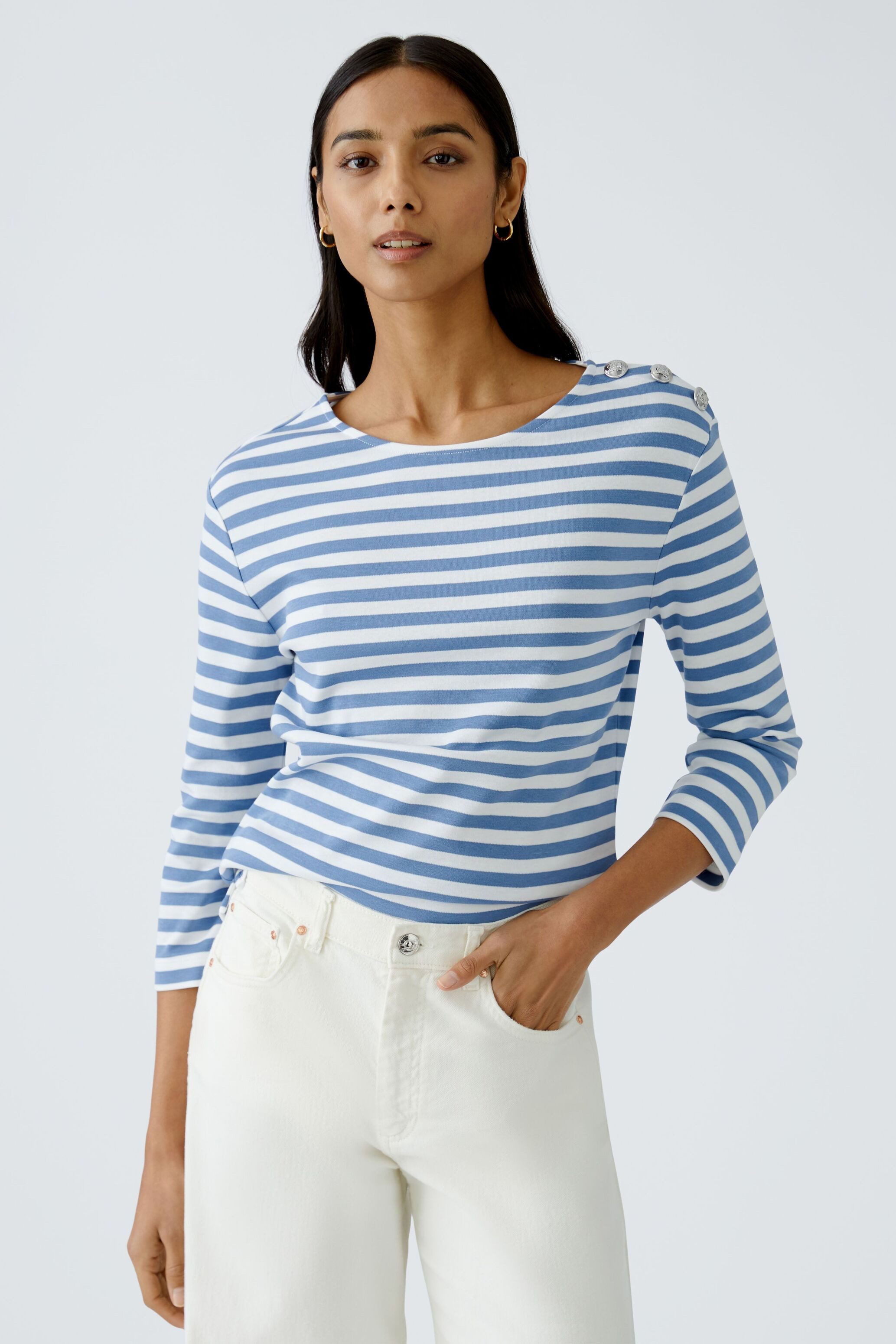Oui Langarmshirt SUNALA T-Shirt reine Baumwolle günstig online kaufen