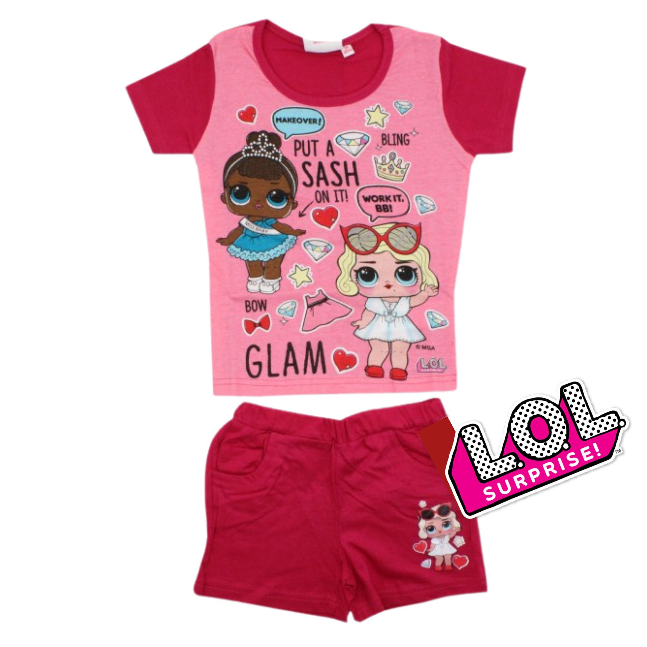 tlg) L.O.L. Set T-Shirt - Shorty Hose & SURPRISE! cm Pink Mädchen 116 Gr. (2 Kurze 98