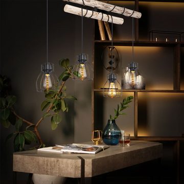 etc-shop Hängeleuchte, Leuchtmittel nicht inklusive, Decken Pendel Leuchte Holz Balken Wohn Ess Zimmer Beleuchtung Käfig