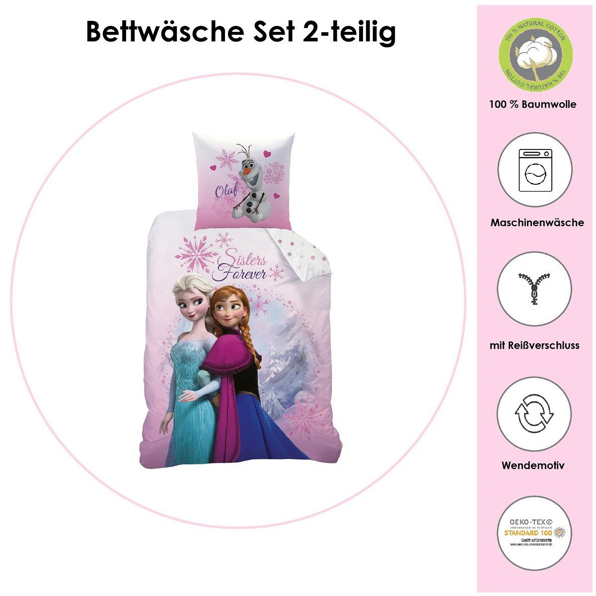 Familando Kinderbettwäsche Frozen Die Eiskönigin 135x200 günstig online kaufen