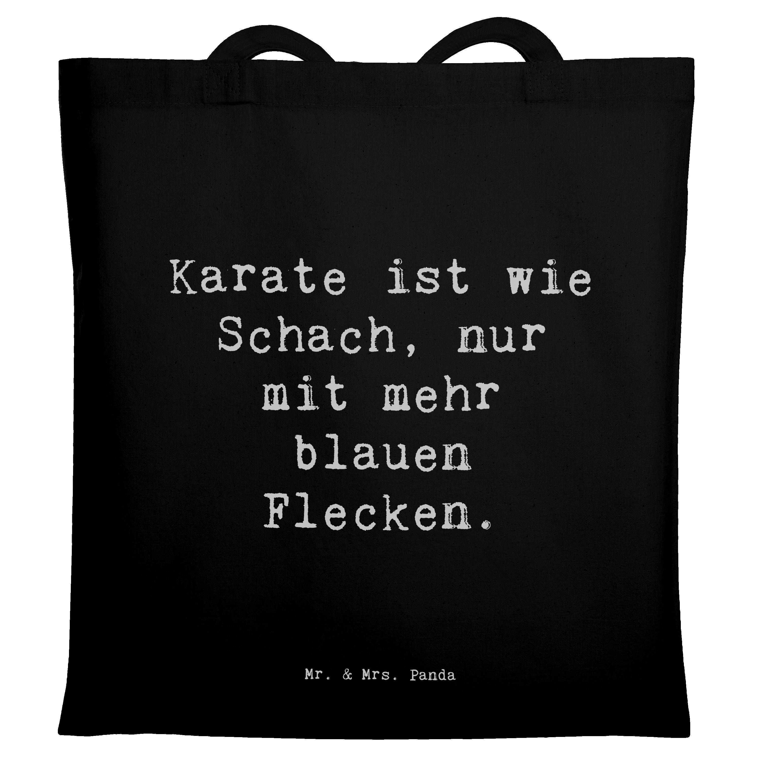 Tragetasche Spruch Karate Schach - Schwarz - Geschenk, Humor, Schultertasche, Sho