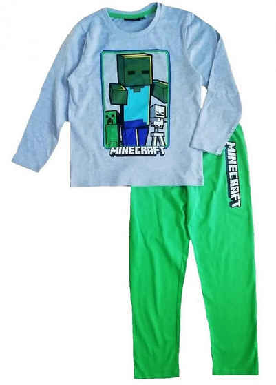 Minecraft Pyjama langer Pyjama Kinder Schlafanzug Jungen + Mädchen 128 - 152