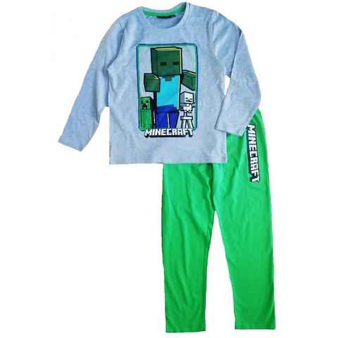 Minecraft Pyjama langer Pyjama Kinder Schlafanzug Jungen + Mädchen 128 - 152