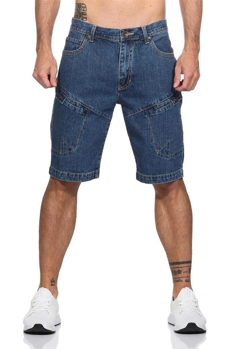 EloModa Regular-fit-Jeans Herren 3/4 kurze-Hose Jeans Short Bermuda Capri; 32 34 36 38 40 42 (1-tlg) Blau-Hell