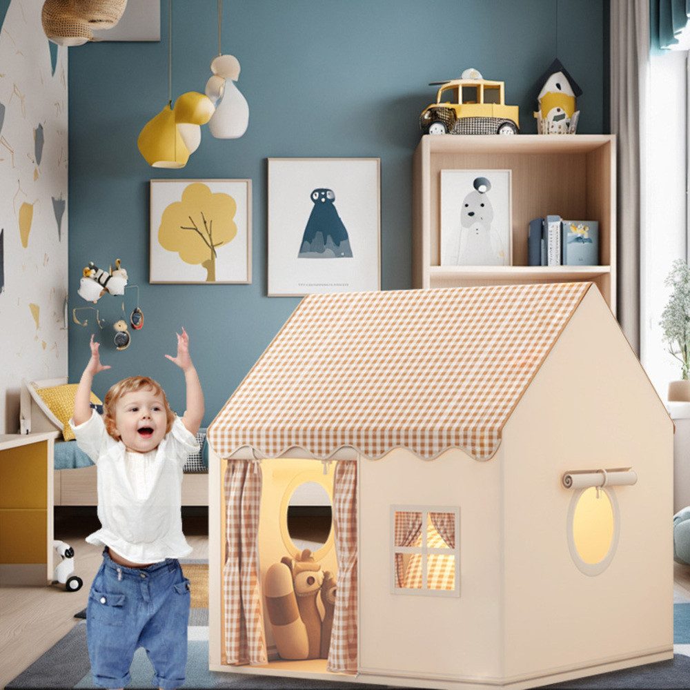 JEOBEST Spielzelt Kinderspielhaus, Kinderzelt 120x105x128cm Großes Spielhaus Prinzessin Zelt mit 2 Fenstern, Kinderspielhaus für Jungen und Mädchen