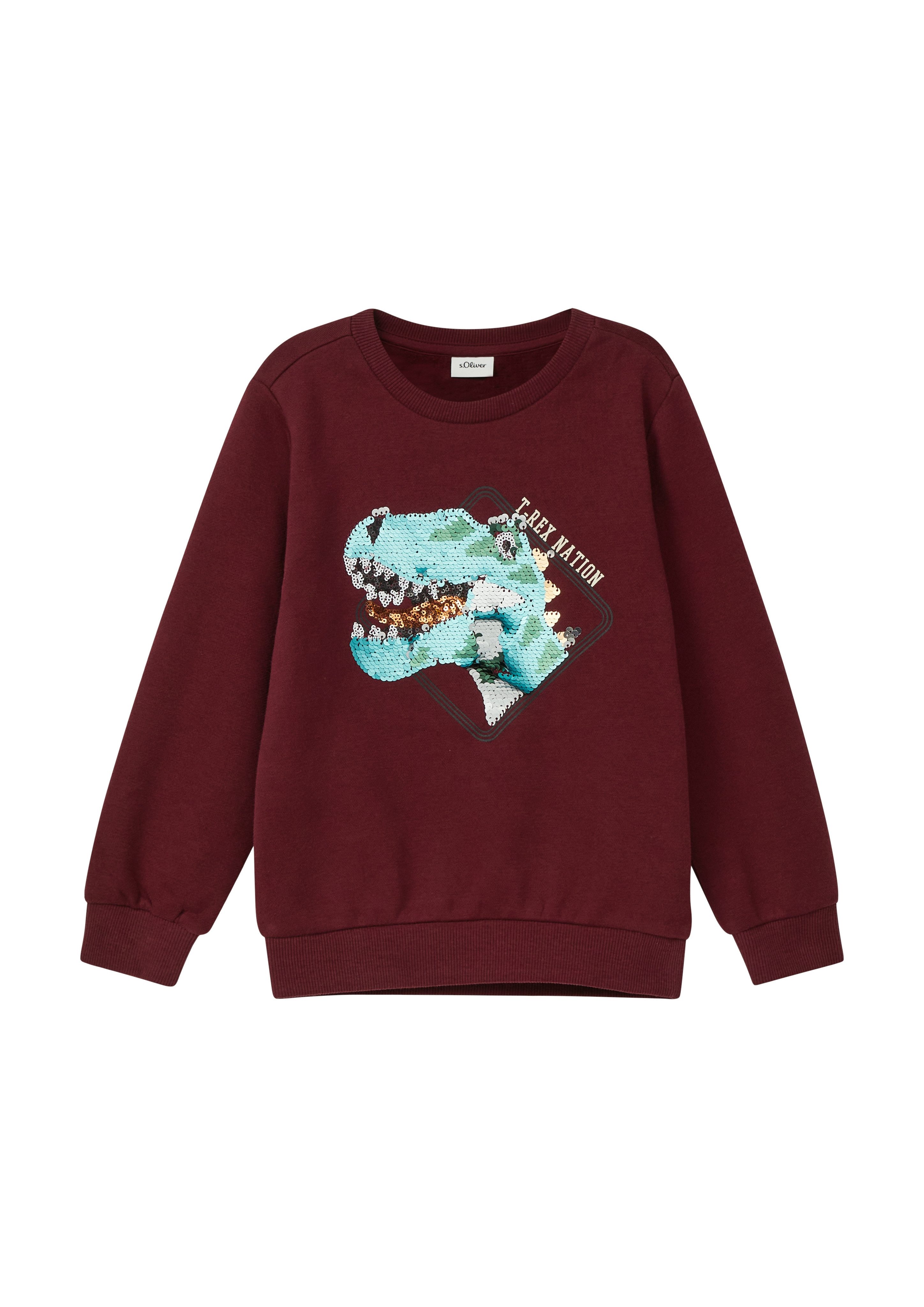 s.Oliver Junior Sweater mit Pailletten-Dino und Print, für boys