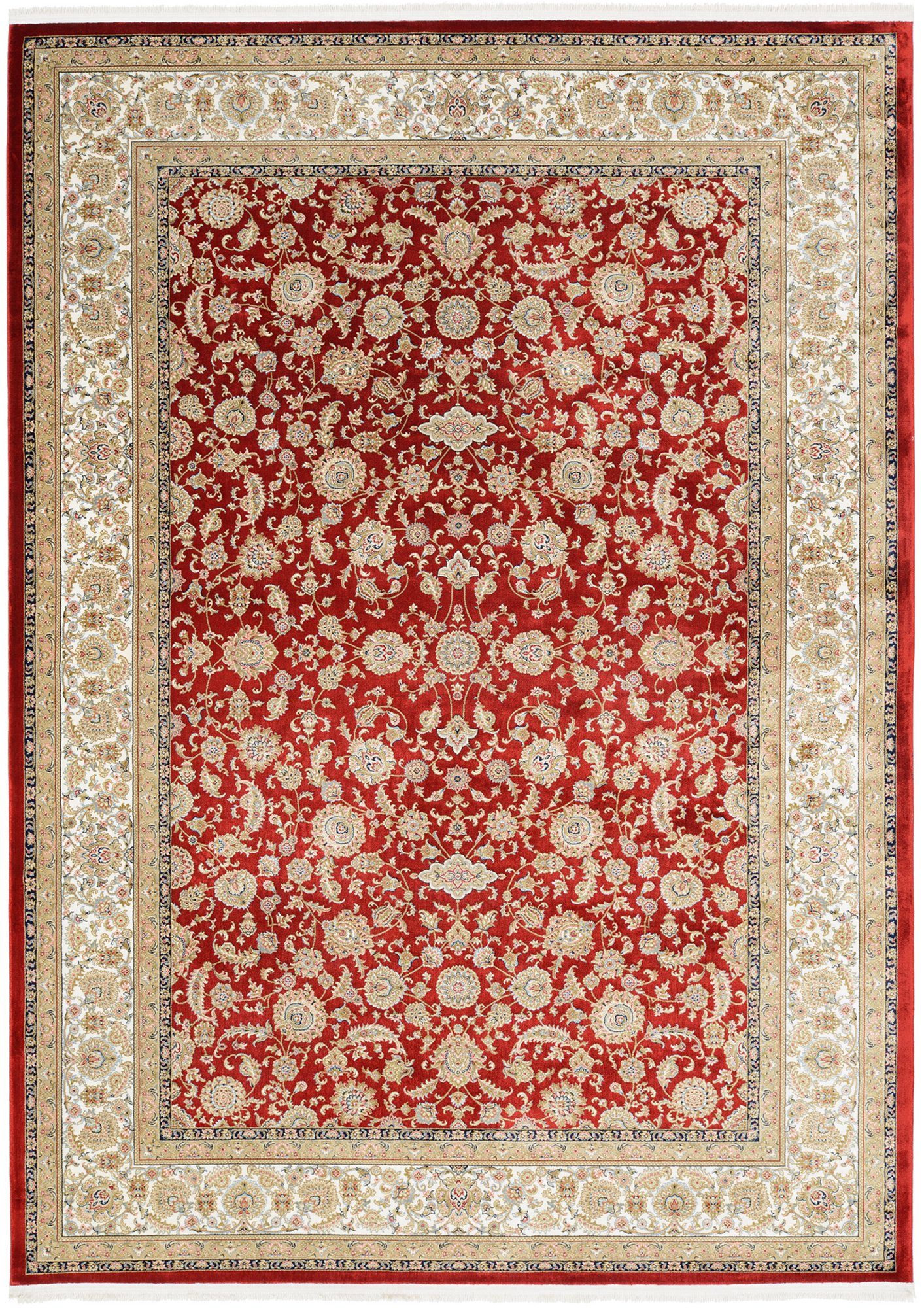 OCI DIE TEPPICHMARKE Teppich INSPIRATION KESHAN, rechteckig, Höhe: 12 mm, Glanz Viskose, mit Fransen, Hoch Tief Struktur, Vintage, Wohnzimmer